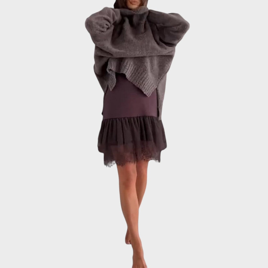 Bonnie – Oversized Knit and Lace Dress Set