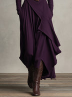 Natalia – Asymmetric Maxi Knit Dress with Turtleneck