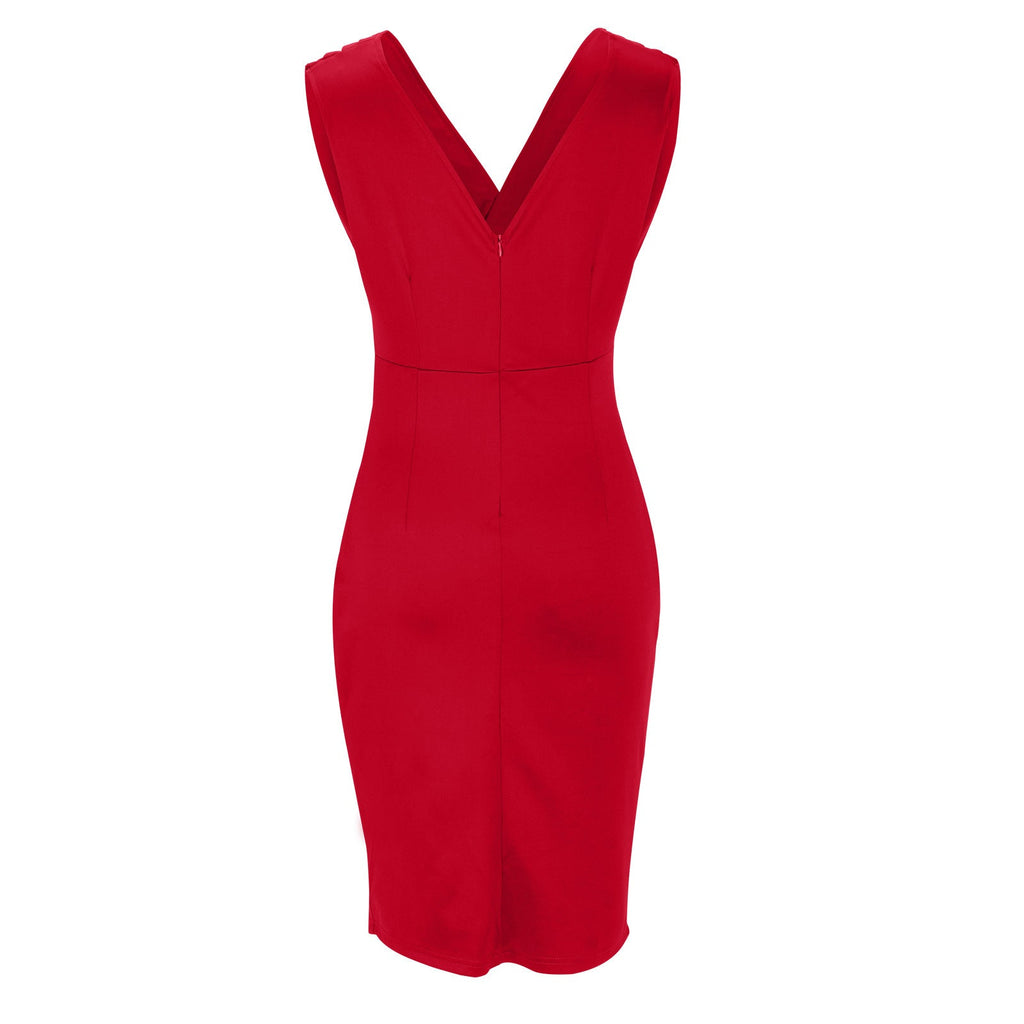 Freya™ | Fitted Dress with V-Neckline & Side Slit