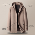 100% WOOLEN HOODED COAT