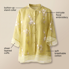 Women’s Floral-Embroidered Button-Up Blouse