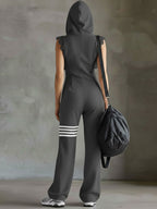 Danielle - Retro Sports Jumpsuit with Hood and Stripes