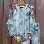 Vintage Blouse Met Bloemenprint
