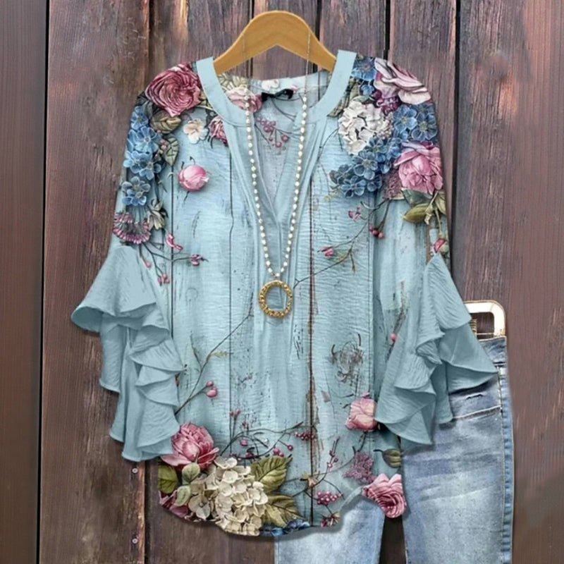Vintage Blouse Met Bloemenprint