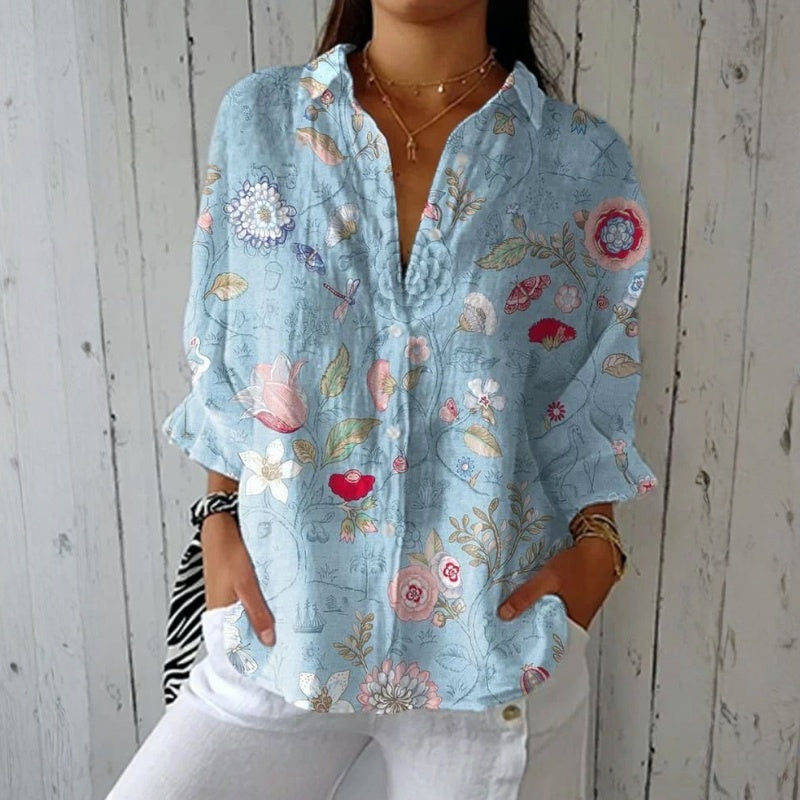 Vintage Blouse Met Bloemenprint