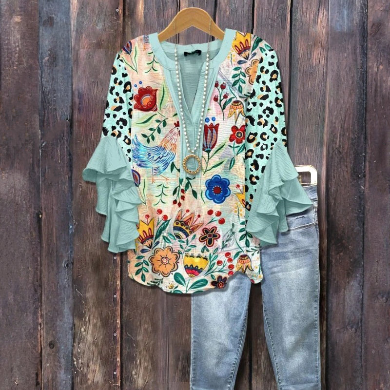 Vintage Blouse Met Bloemenprint