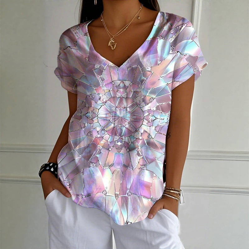 Vintage T-Shirt Met Geometrische Print