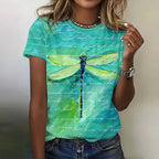 Vintage T-Shirt Met Libellenprint