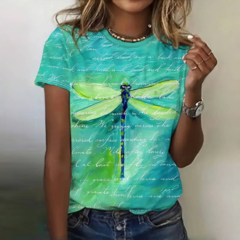 Vintage T-Shirt Met Libellenprint