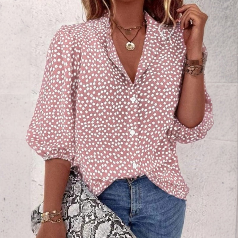 Vintage Blouse Met Stippen