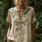 Vintage Blouse Met Bloemenprint