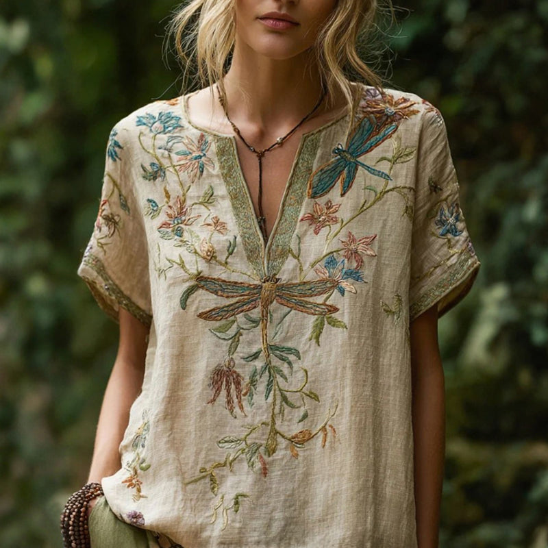 Vintage Blouse Met Bloemenprint
