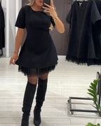 Harper – Shimmering Mesh Patchwork Dress
