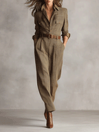 Célia | Brown Jumpsuit with Refined Details