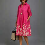 Poppy | Tulip Border Print Shirt Midi Dress
