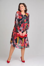 Aria – Modern Floral Midi Dress