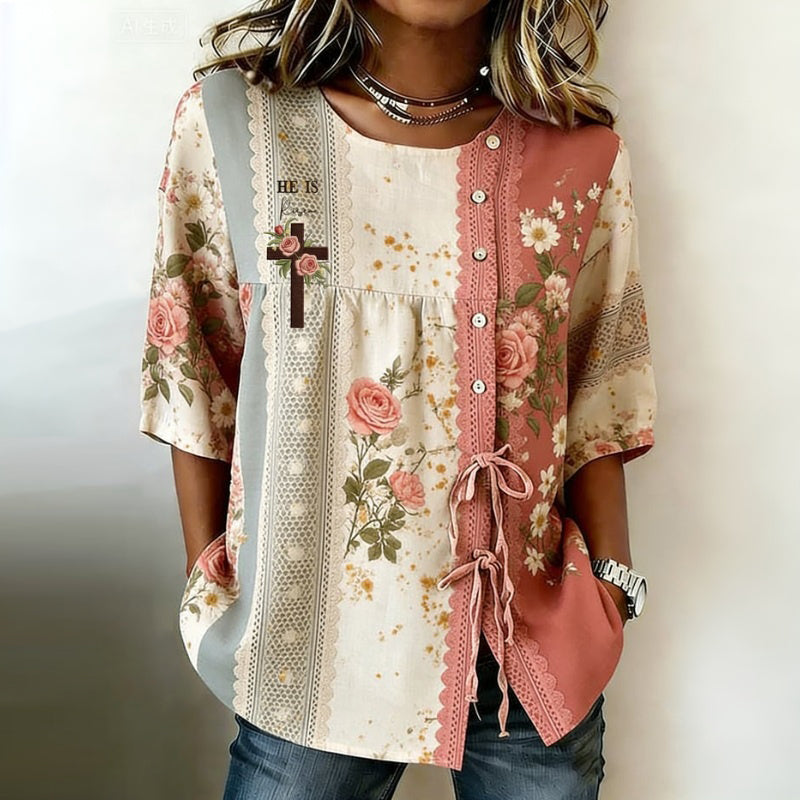 Vintage Bloemenprint Blouse