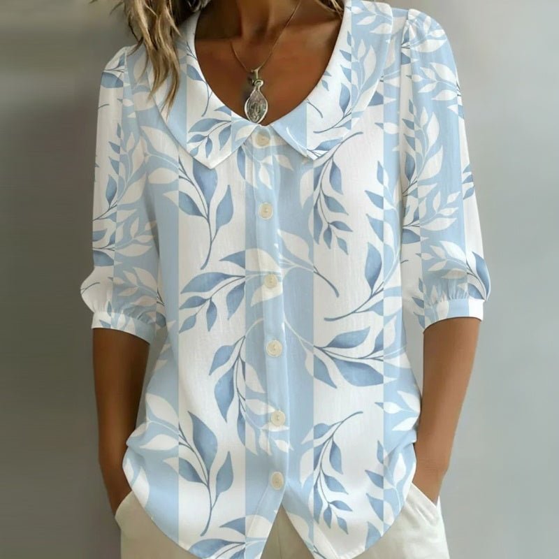 Casual Blouse Met Bladprint