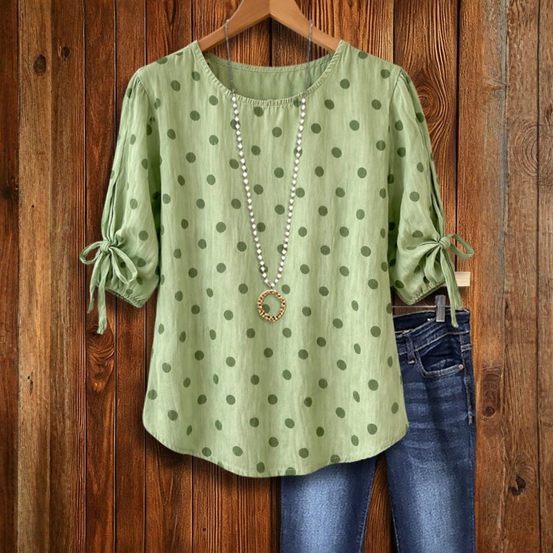 Vintage Blouse Met Stippen