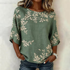 Vintage Blouse Met Bladerprint