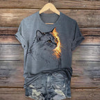 Casual T-Shirt Met Kattenprint