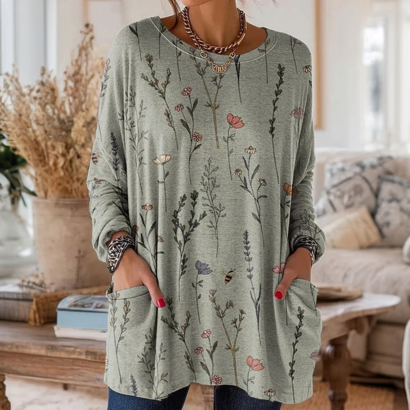 Vintage Blouse Met Bloemenprint