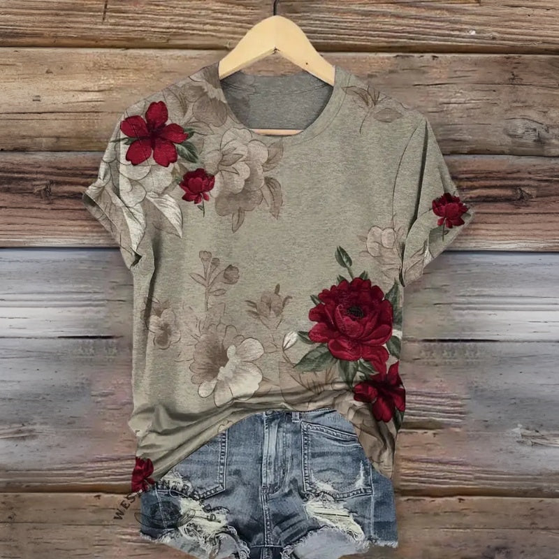 Vintage T-Shirt Met Bloemenprint