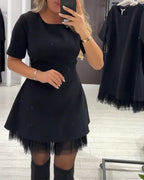 Harper – Shimmering Mesh Patchwork Dress