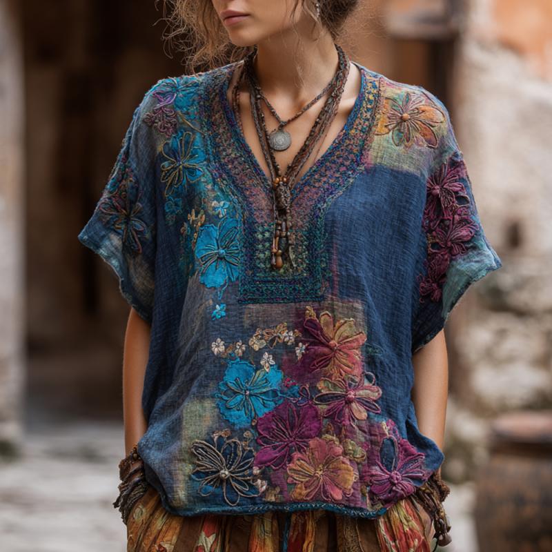 Vintage Bloemenprint Blouse