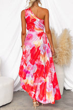 Isabelle™ | One-Shoulder Floral Ruched Maxi Dress
