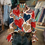 Vintage Blouse Met Hartjesprint