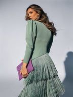 Felicity | Tiered Fringe Wrap Midi Dress