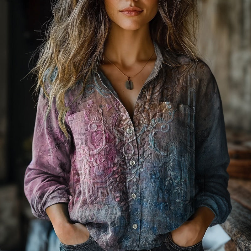 Vintage Blouse Met Kleurverloop