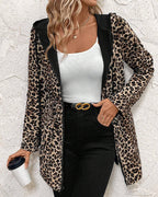 Reversible Hooded Coat with Leopard Print
