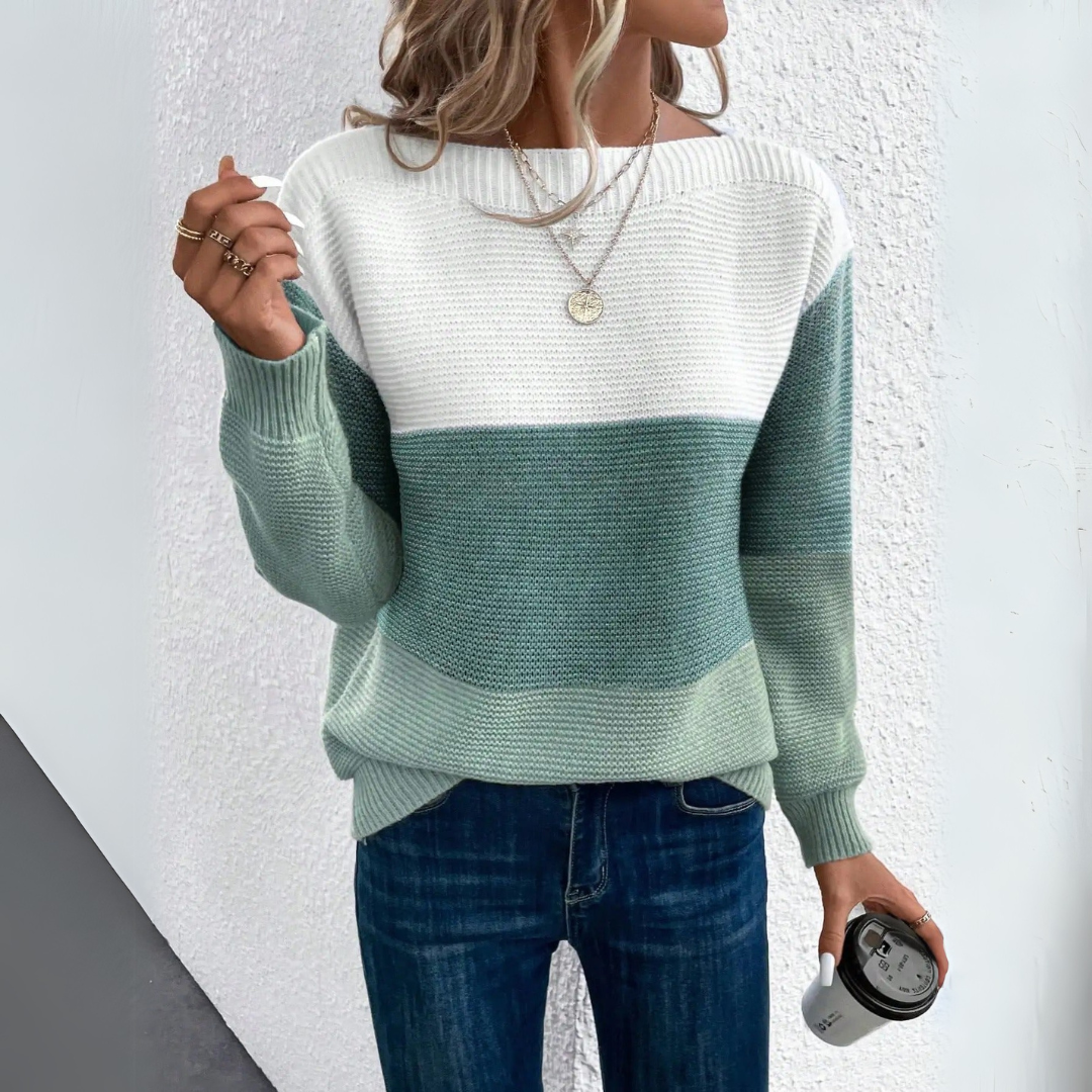 Women’s Colour-Block Crew-Neck Jumper