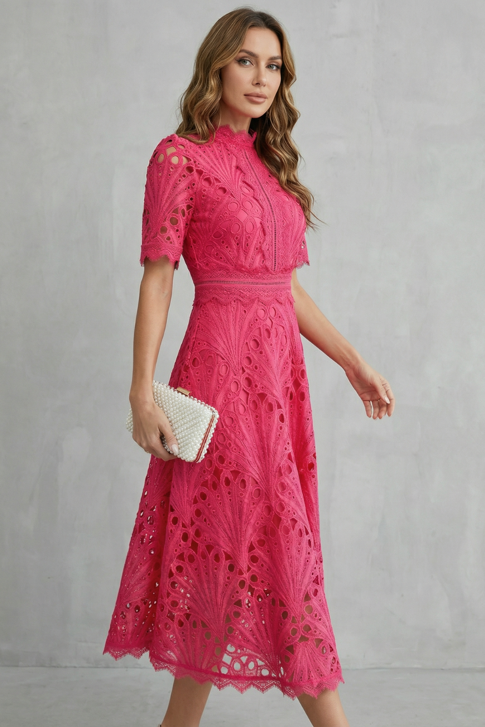 Rosalind | Cutwork Lace Midi Dress