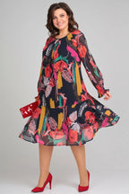 Aria – Modern Floral Midi Dress