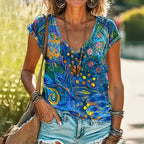 Vintage T-Shirt Met Abstracte Print
