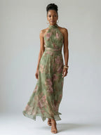 Laelia - Elegant Floral Halter Dress