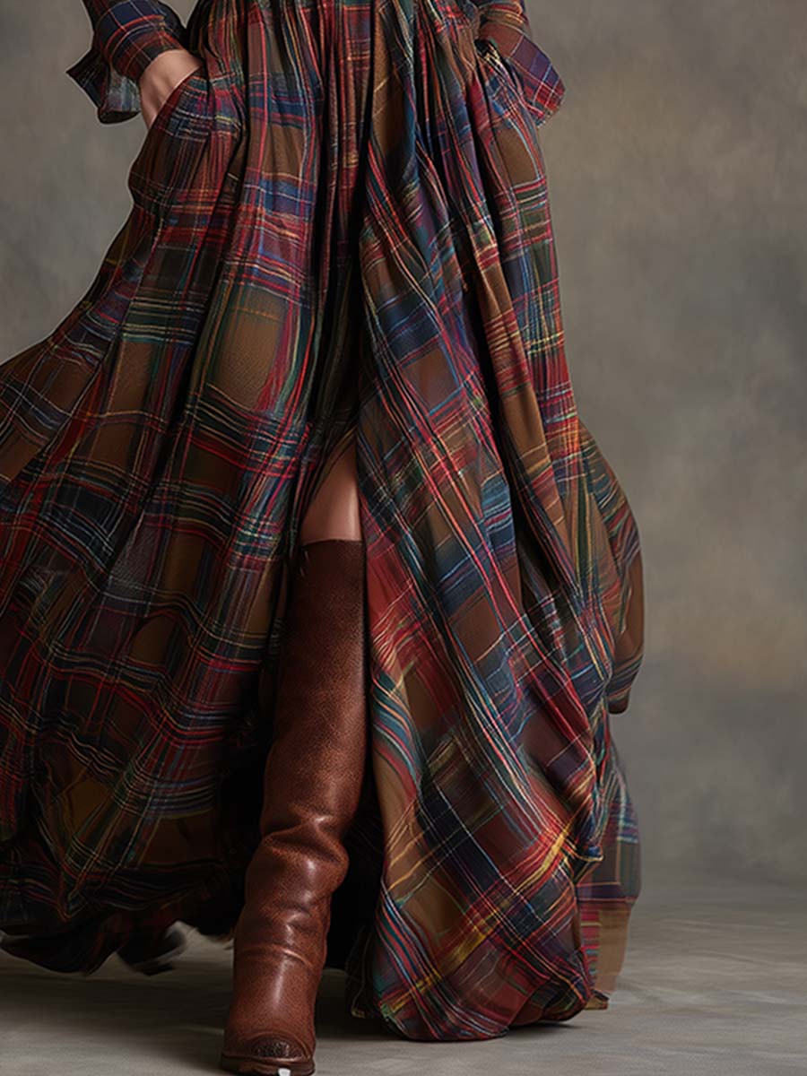 Jessica – Maxi Shirt Dress with Classic Checks