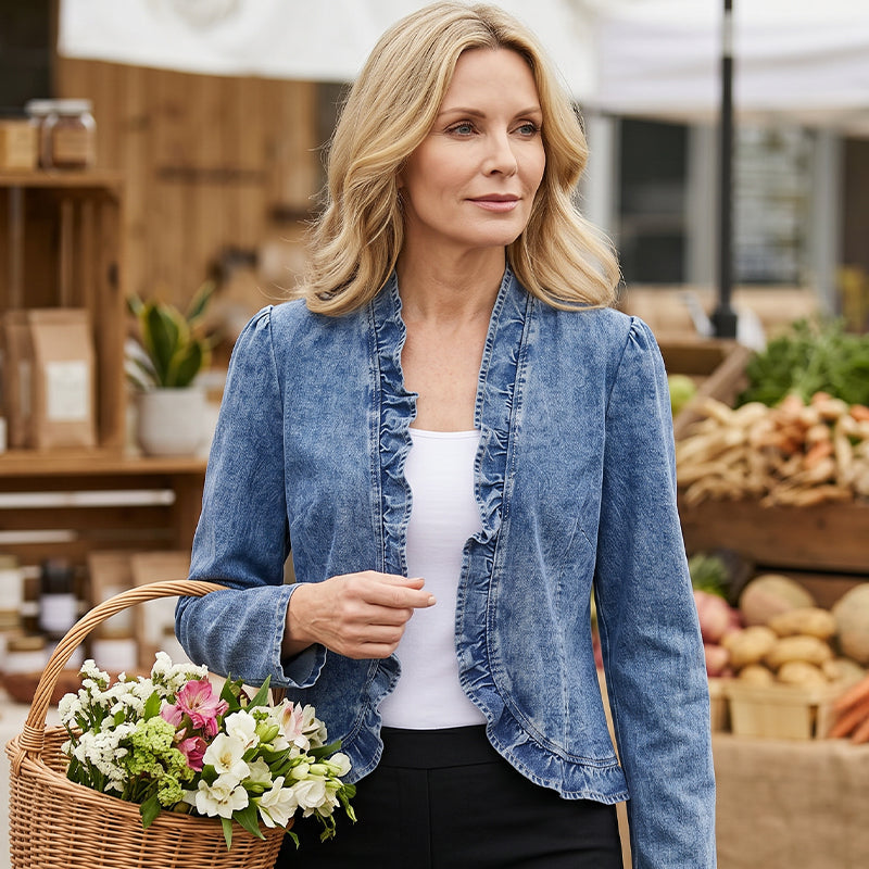 Open-Front Denim Jacket