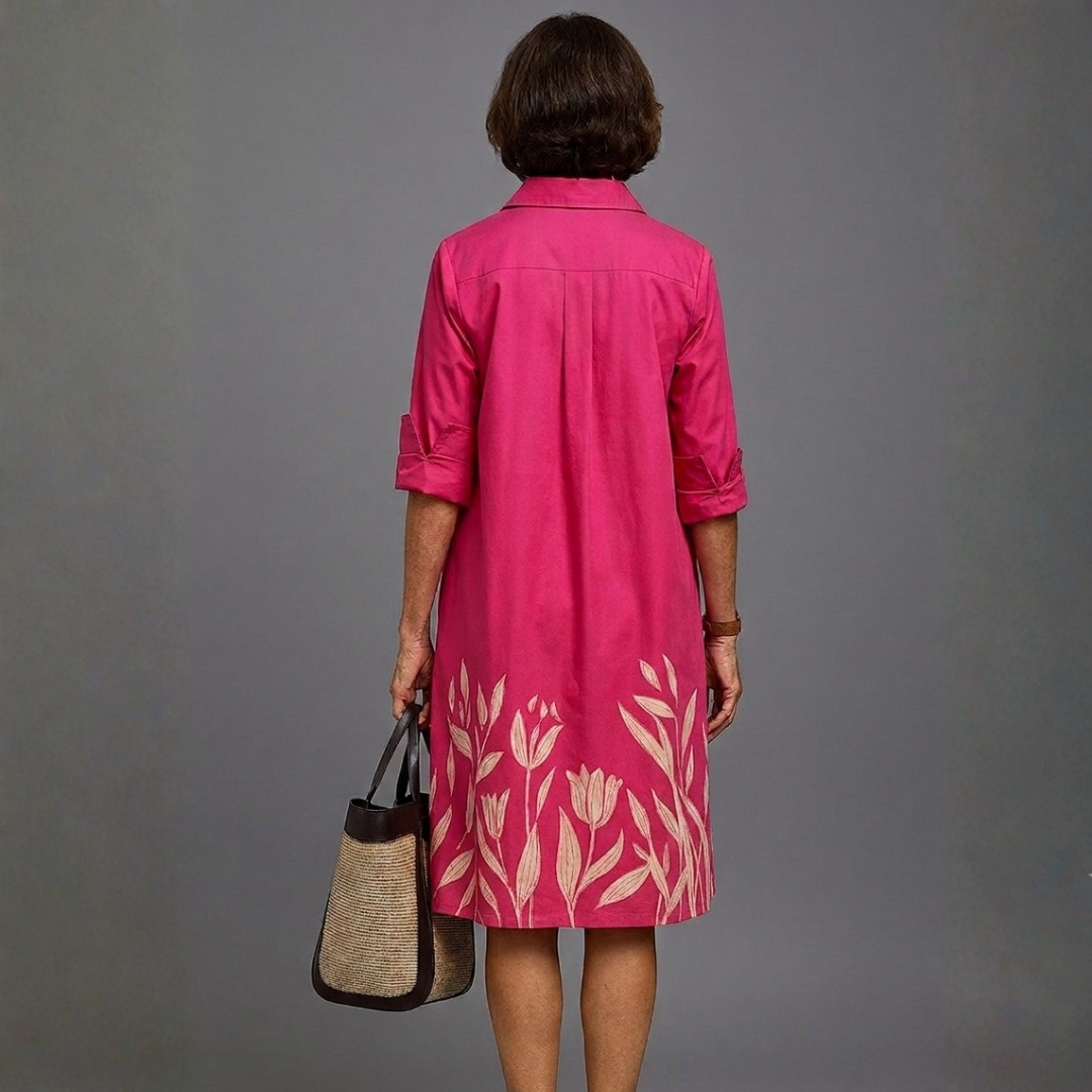 Poppy | Tulip Border Print Shirt Midi Dress