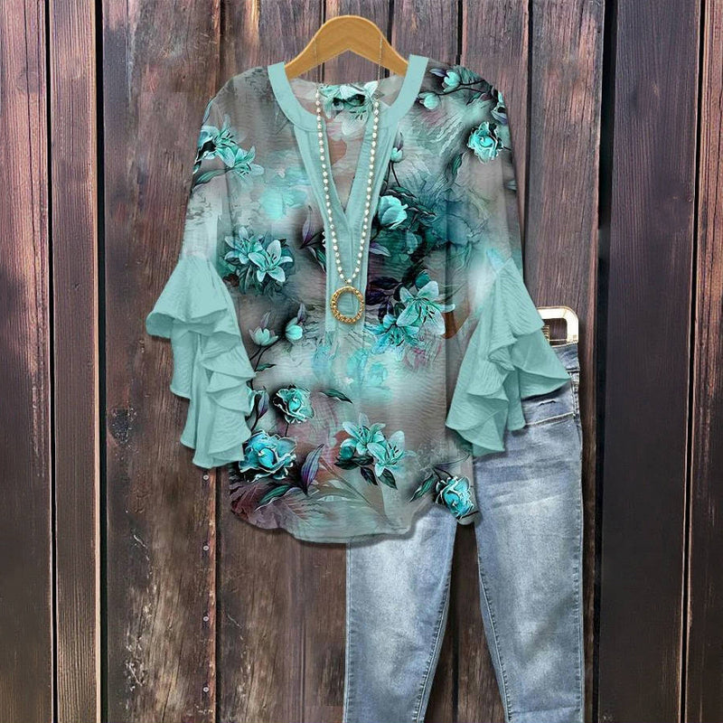 Vintage Bloemenprint Blouse