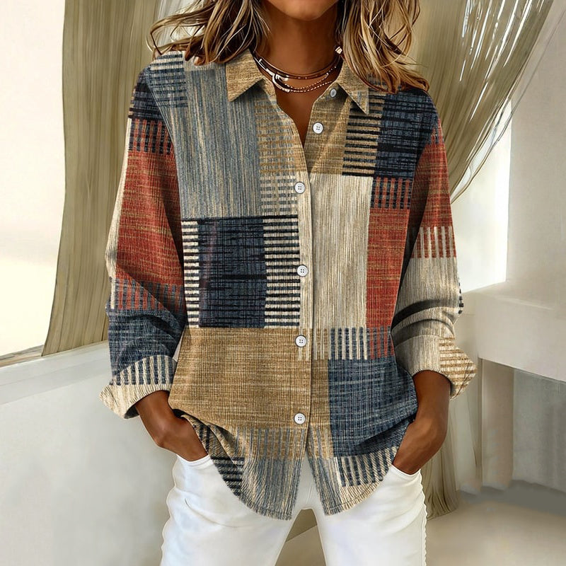 Vintage Color Block Blouse