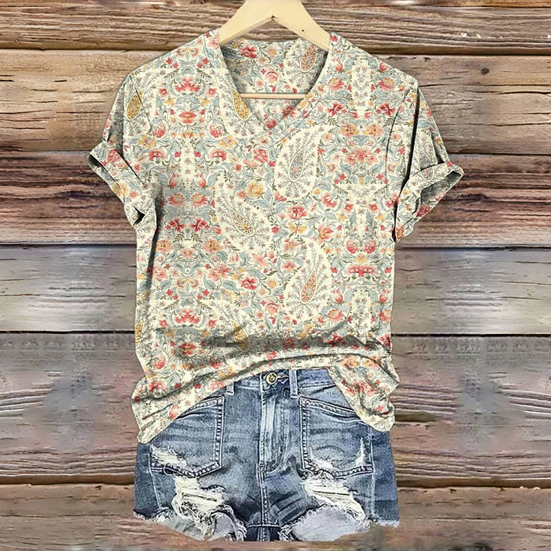 Vintage T-Shirt Met Bloemenprint