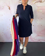 Hannah™ | Solid V-Neck Dress