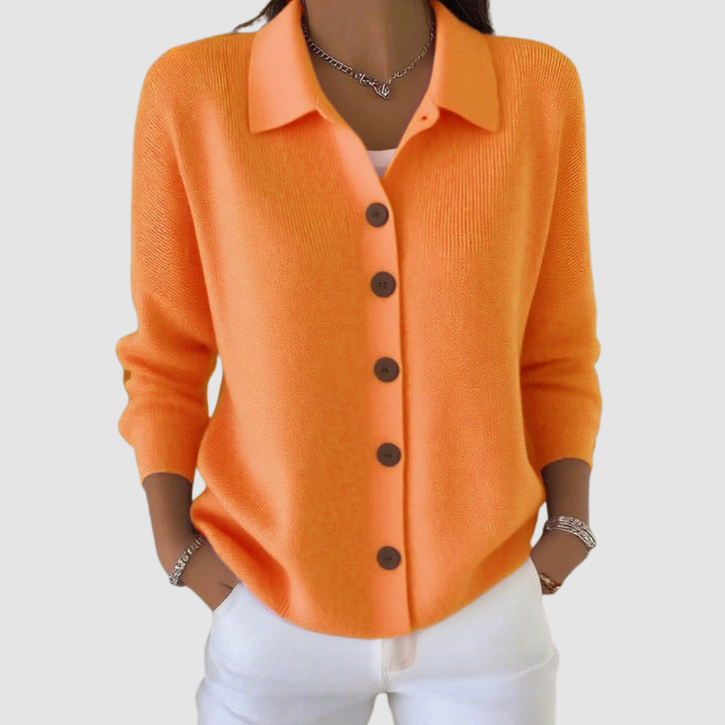 Women’s Collared Button-Up Knitted Cardigan