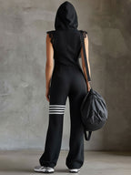 Danielle - Retro Sports Jumpsuit with Hood and Stripes
