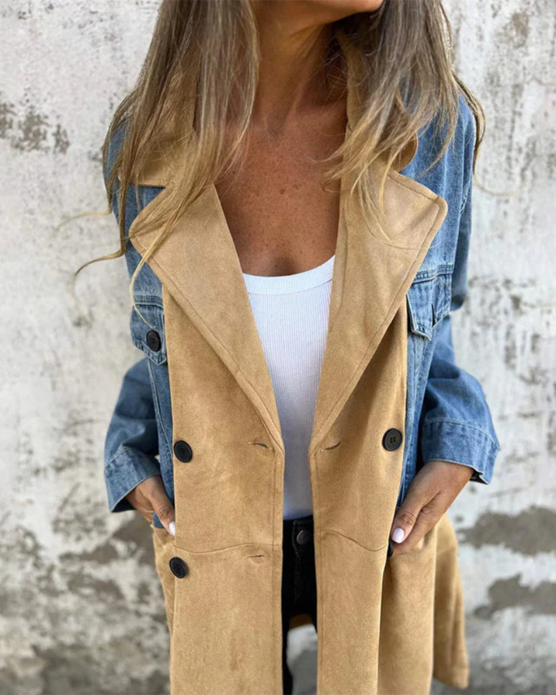 Iris™ | Denim and Camel Wool Coat