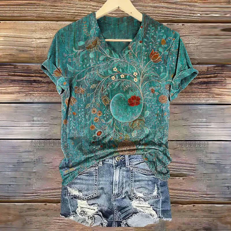 Vintage T-Shirt Met Bloemenprint